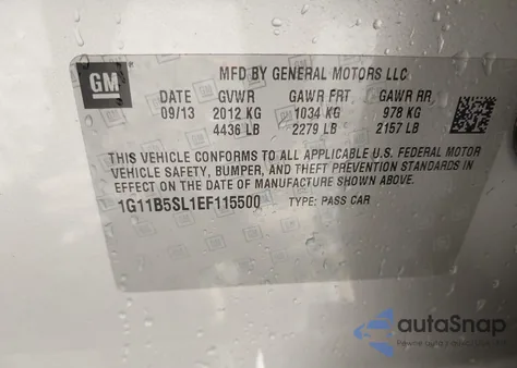 2014 Chevrolet Malibu 1Ls from USA, damaged, VIN 1G11B5SL1EF115500